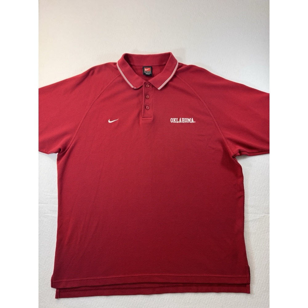 Nike Team Mens OU Sooners Polo Red 2XL Short Sleeve Football Embroidered Logos